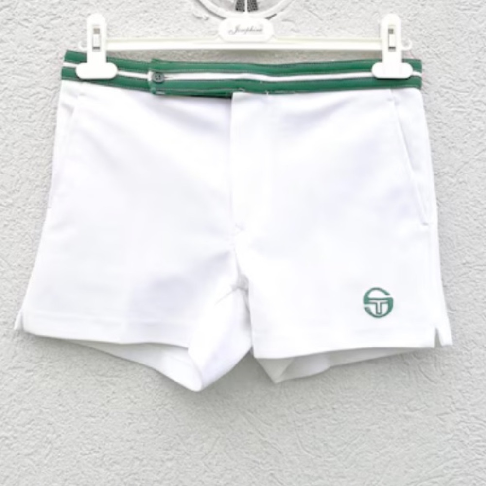 Sergio Tacchini White and Green Tennis Shorts